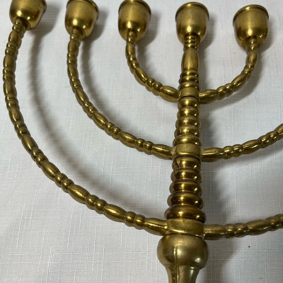Vintage Sweden Judaica Menorah 7 arms brass candle holder - Picture 8 of 9